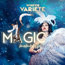 Flyer der Silvesterveranstaltung: Magic Moments an Silvester mit dem Wintervarieté Rügen im Spiegelzelt Sellin