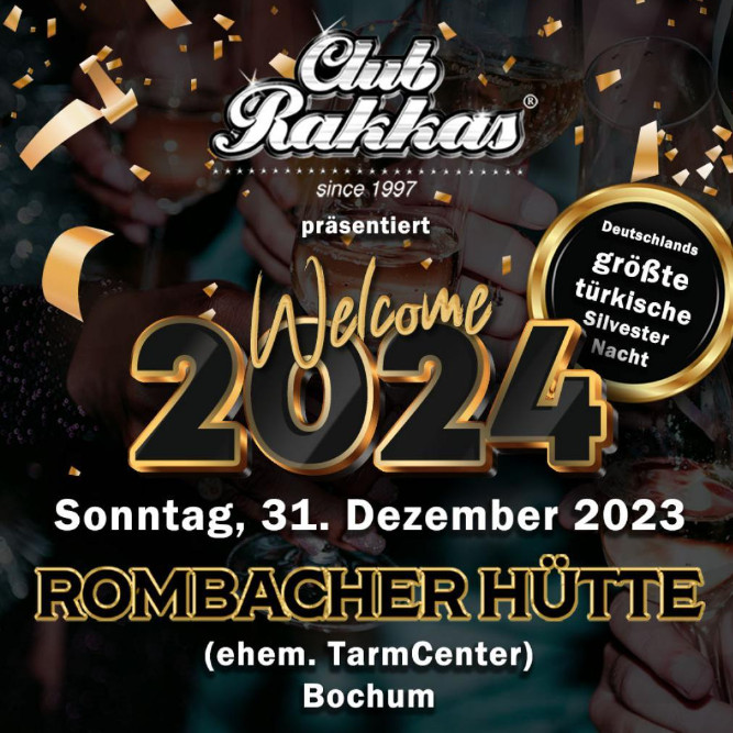 Flyer der Silvesterveranstaltung: Merhaba 2024 - Die große türkische Silvesternacht in der Rombacher Hütte Bochum