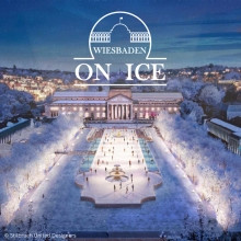 Flyer der Silvesterveranstaltung: Wiesbaden On Ice 2023 - Bowling Green vor dem Kurhaus Wiesbaden