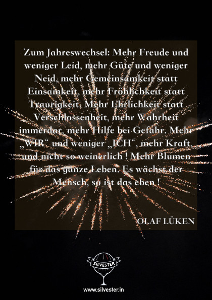  Sende deinen Liebsten die besten Wünsche zum Jahreswechsel 2024/2025 mit einem Zitat von Olaf Lüken 
