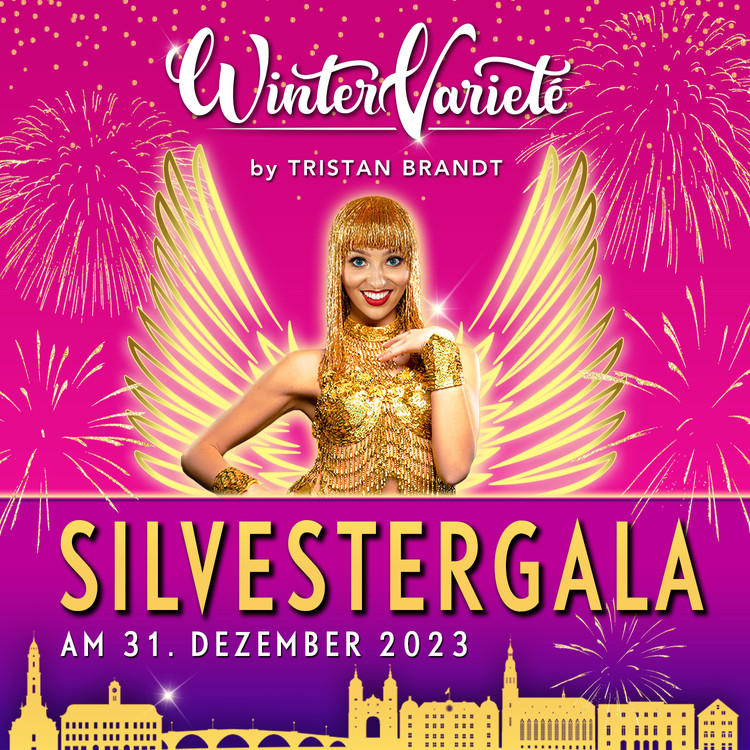 Flyer der Silvesterveranstaltung: Silvester-Gala 2023 im WinterVarieté in Heidelberg