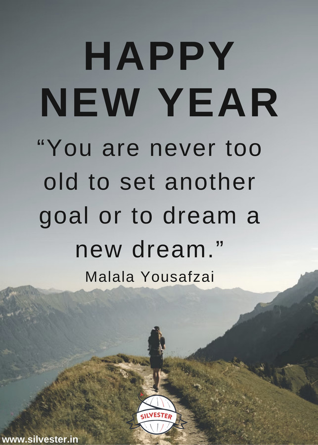  Ein passendes Zitat zum Start ins neue Jahr stammt von Malala Yousafzai: "You are never too old to set new goals or dream new dreams!" - also "Du bist nie zu alt, um dir neue Ziele zu setzen oder neue Träume zu träumen!". Wünsche besonderen Menschen mit dieser Grußkarte ein frohes neues Jahr und einen guten Rutsch per E-Mail oder WhatsApp! 
