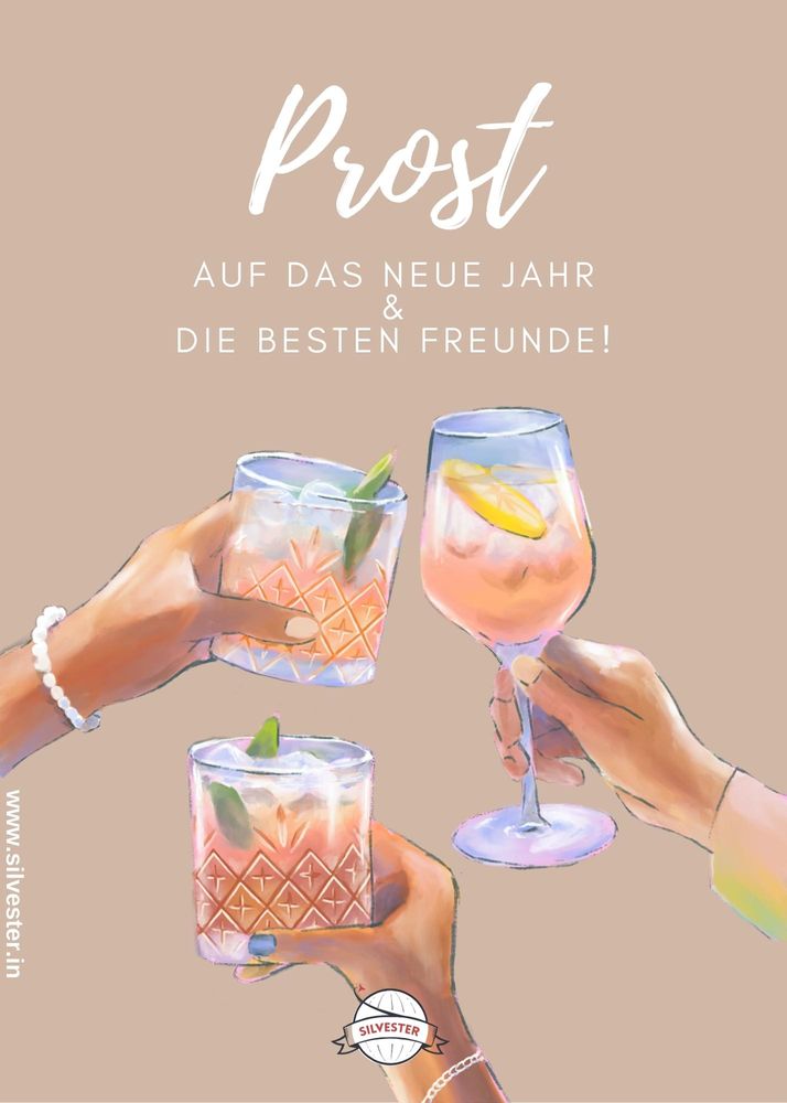 Prost auf das neue Jahr und die besten Freunde!