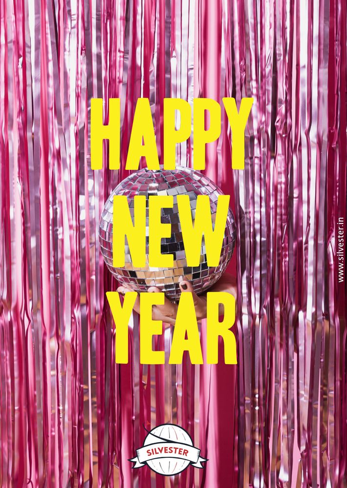 Pinke Silvestergrüße mit viel Glitter